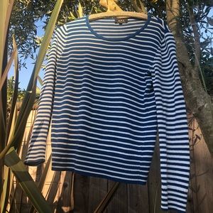 A.P.C Women's 
Mariner Blue and White Knit Top